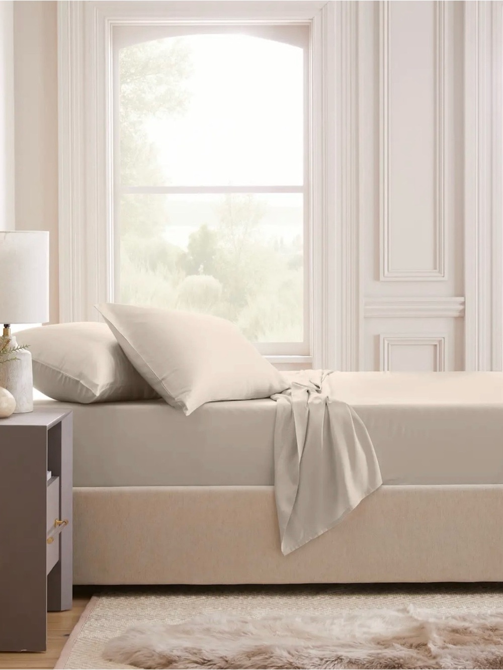 Quince Organic Bamboo Sheet Set Queen in warm Sand 4 Piece New in Bag!